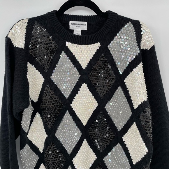 Alfred Dunner Vintage Diamond Sequin Sweater - Picture 2 of 12